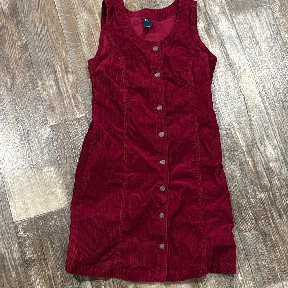 GAP Button-Front Red Corduroy Dress